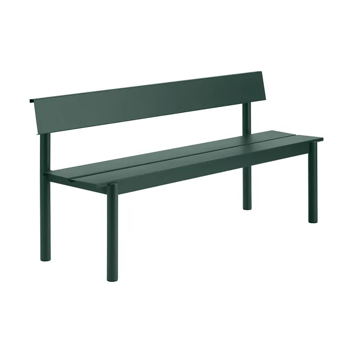 Linear Steel Bank mit Rückenlehne - Dark green, 170x34 cm - Muuto
