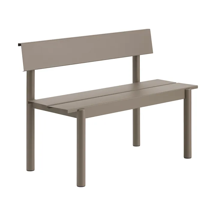 Linear Steel Bank mit Rückenlehne - Taupe, 110x34 cm - Muuto
