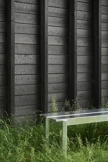 Linear steel bench Stahlbank 110cm - Warm galvanized steel - Muuto