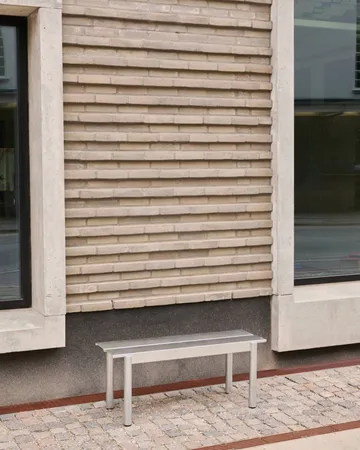 Linear steel bench Stahlbank 170cm - Warm galvanized steel - Muuto