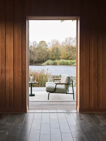 Linear Steel Couchtisch - Dark green, Ø42x47 cm - Muuto