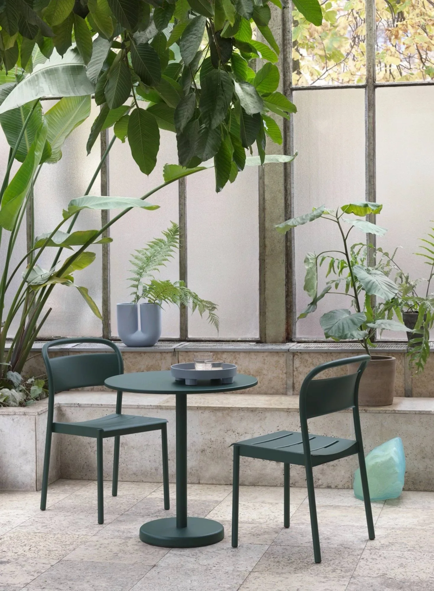 Linear steel side chair Stahlstuhl, Pale blue Muuto