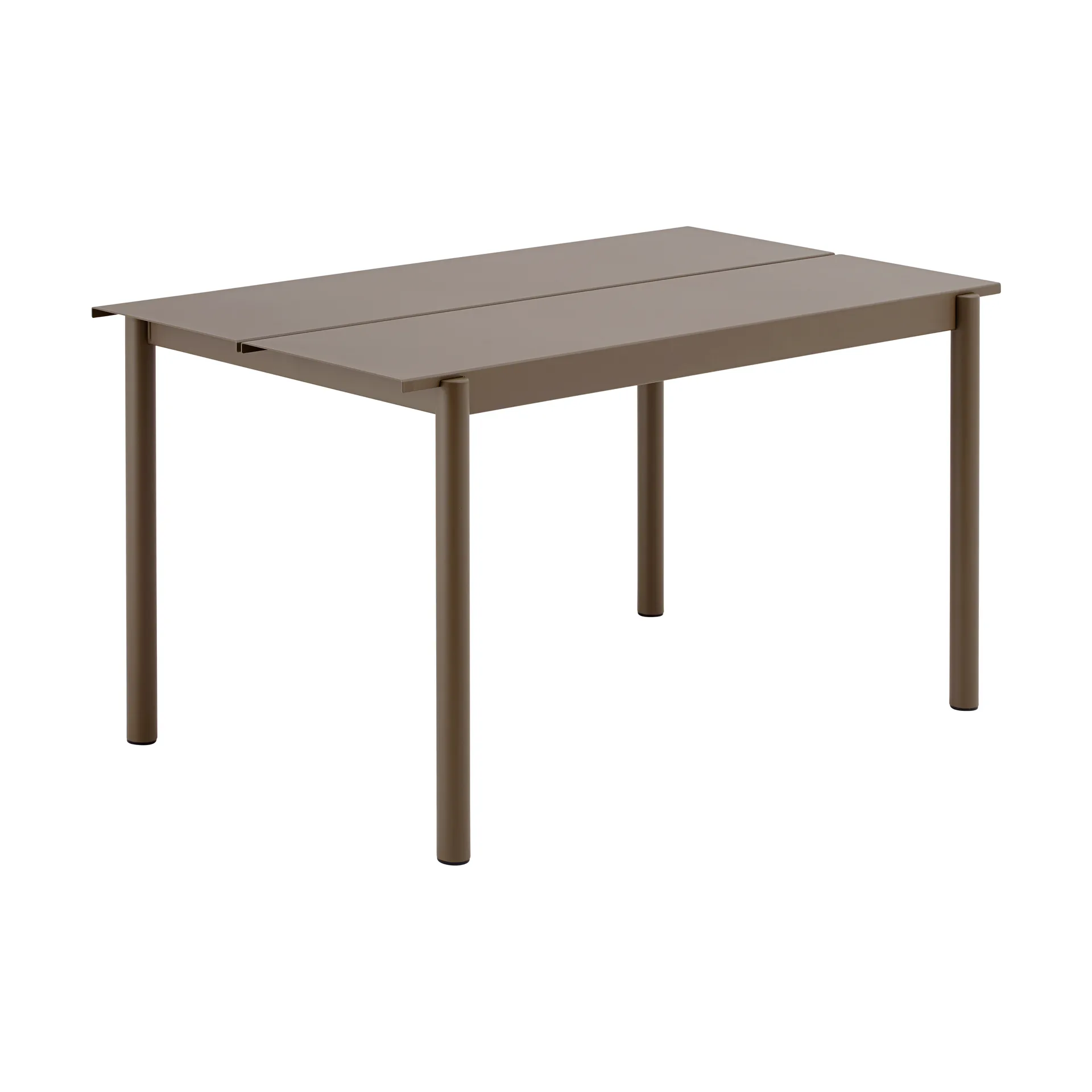 Linear steel table Stahltisch 140cm, Taupe Muuto