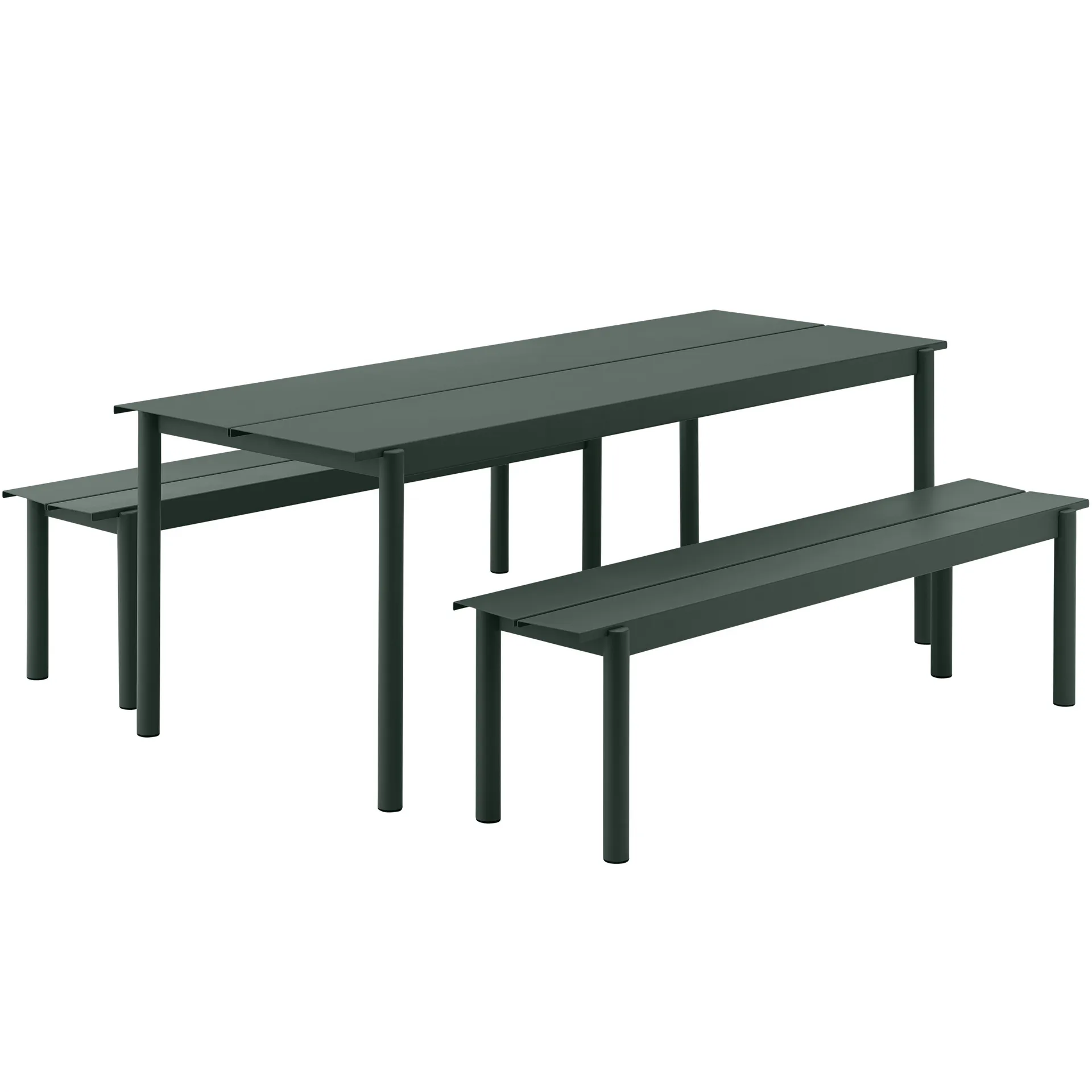 Linear steel table Stahltisch 75 x 200cm, Dark green Muuto