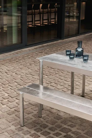 Linear steel table Stahltisch 75 x 200cm - Warm galvanized steel - Muuto