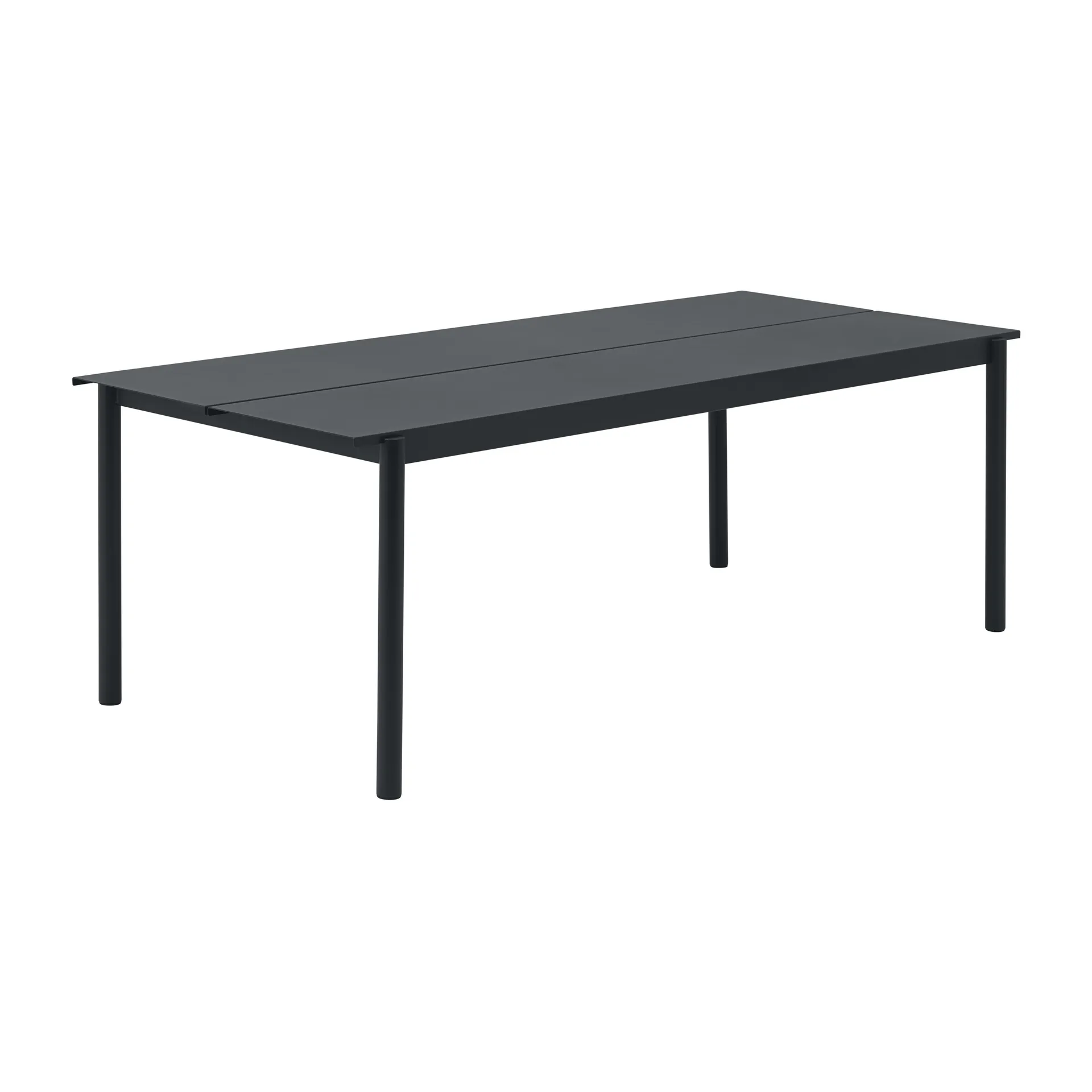 Linear steel table Tisch 220 x 90cm, Black (RAL 7021) Muuto