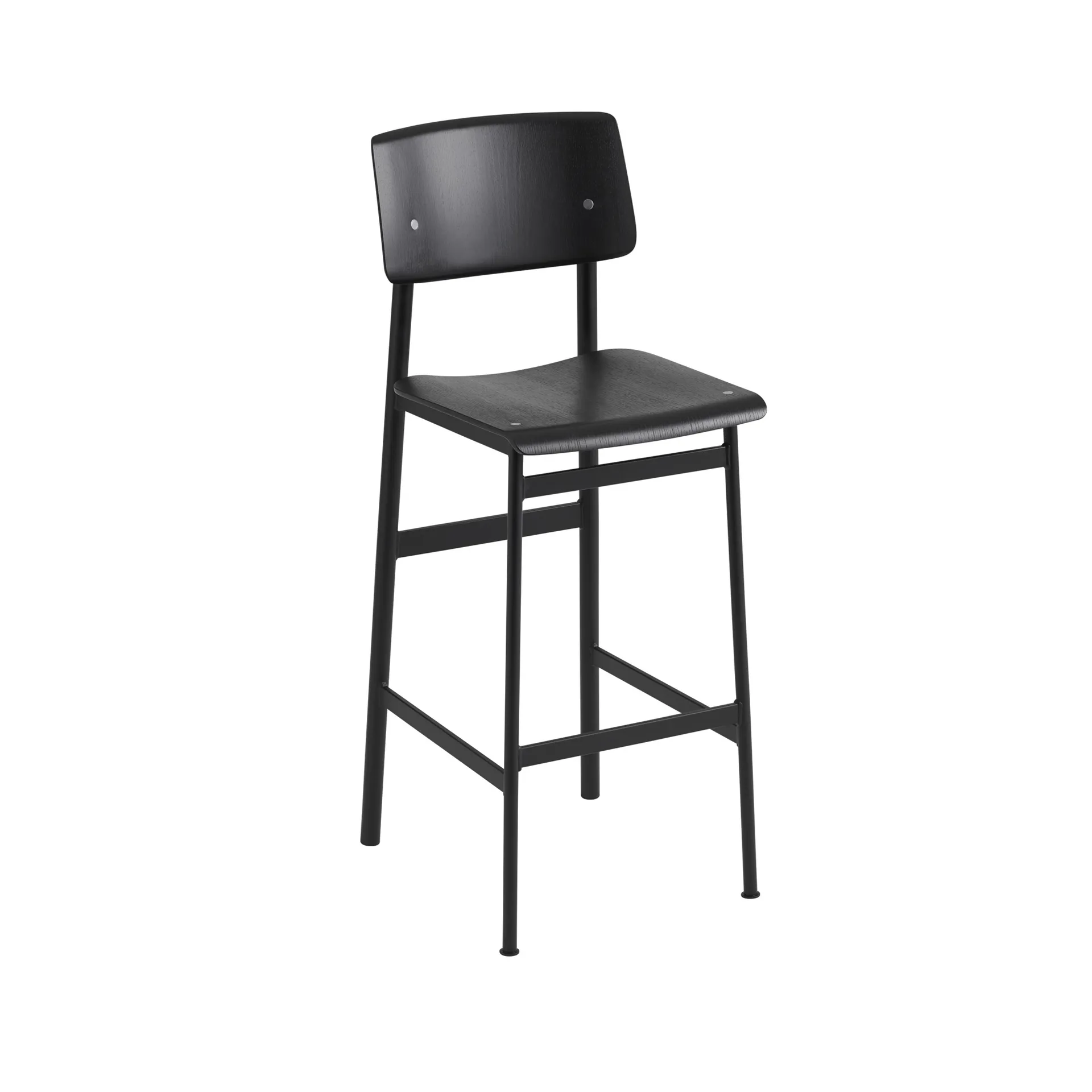 Loft Barstuhl, Black, Hoch, Schwarzes Stahlgestell Muuto