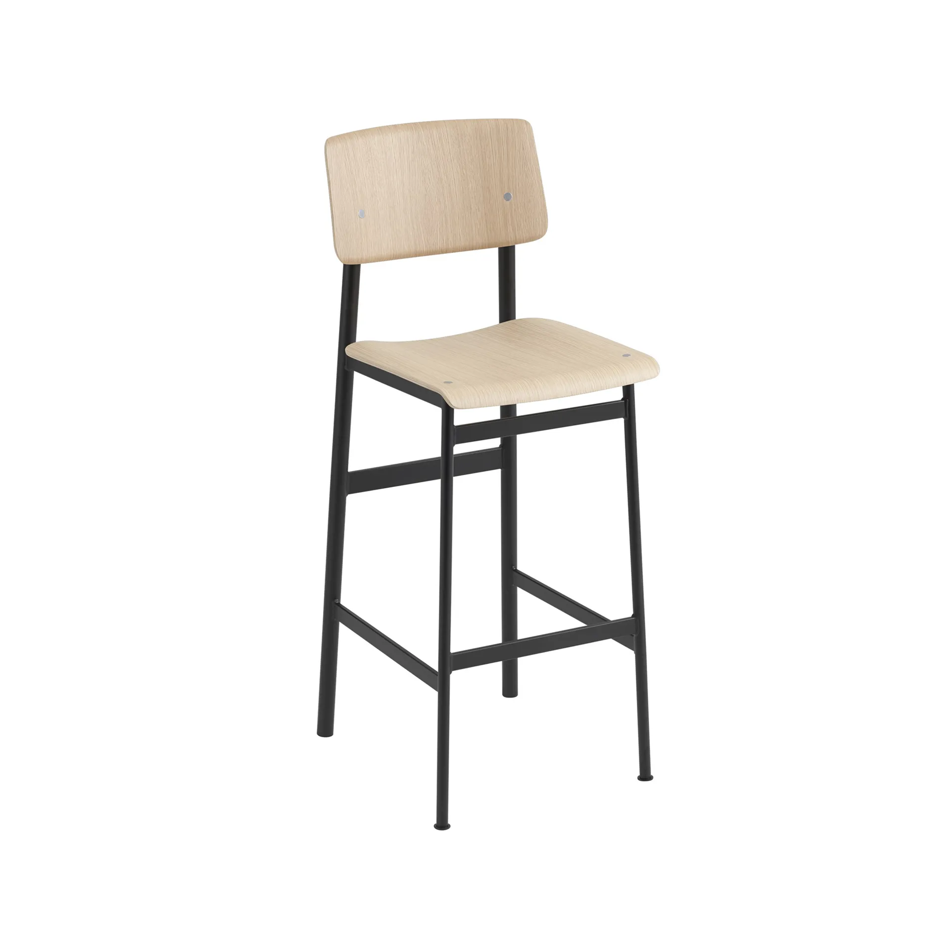 Loft Barstuhl, Oak, hoch, Schwarzes Stahlgestell Muuto