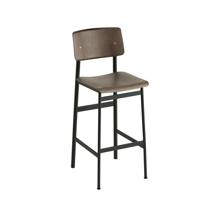 Loft Barstuhl, Stained dark brown, hoch, Schwarzes Stahlgestell Muuto