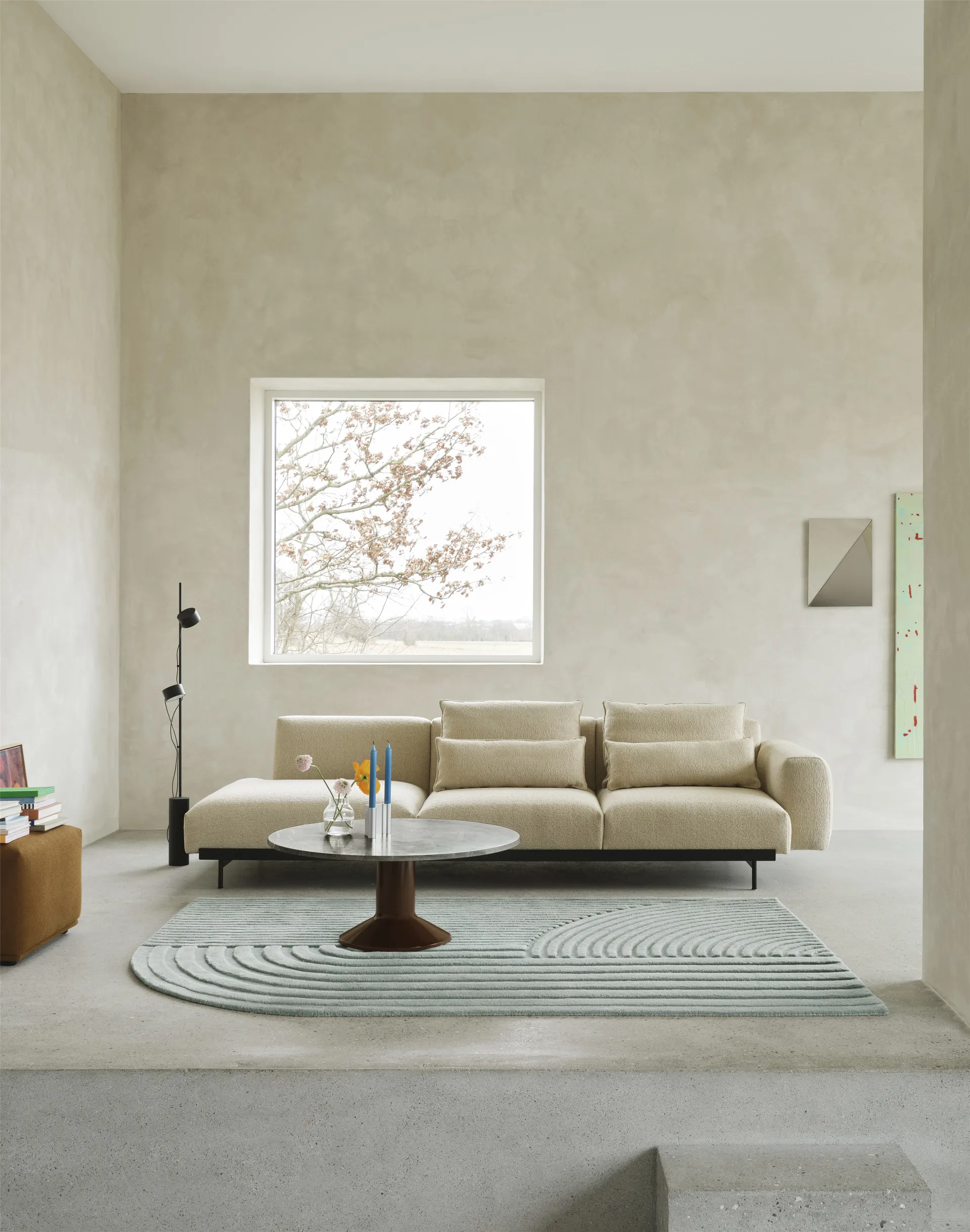 Midst Couchtisch, Grey marble-dark red, Ø90 cm Muuto