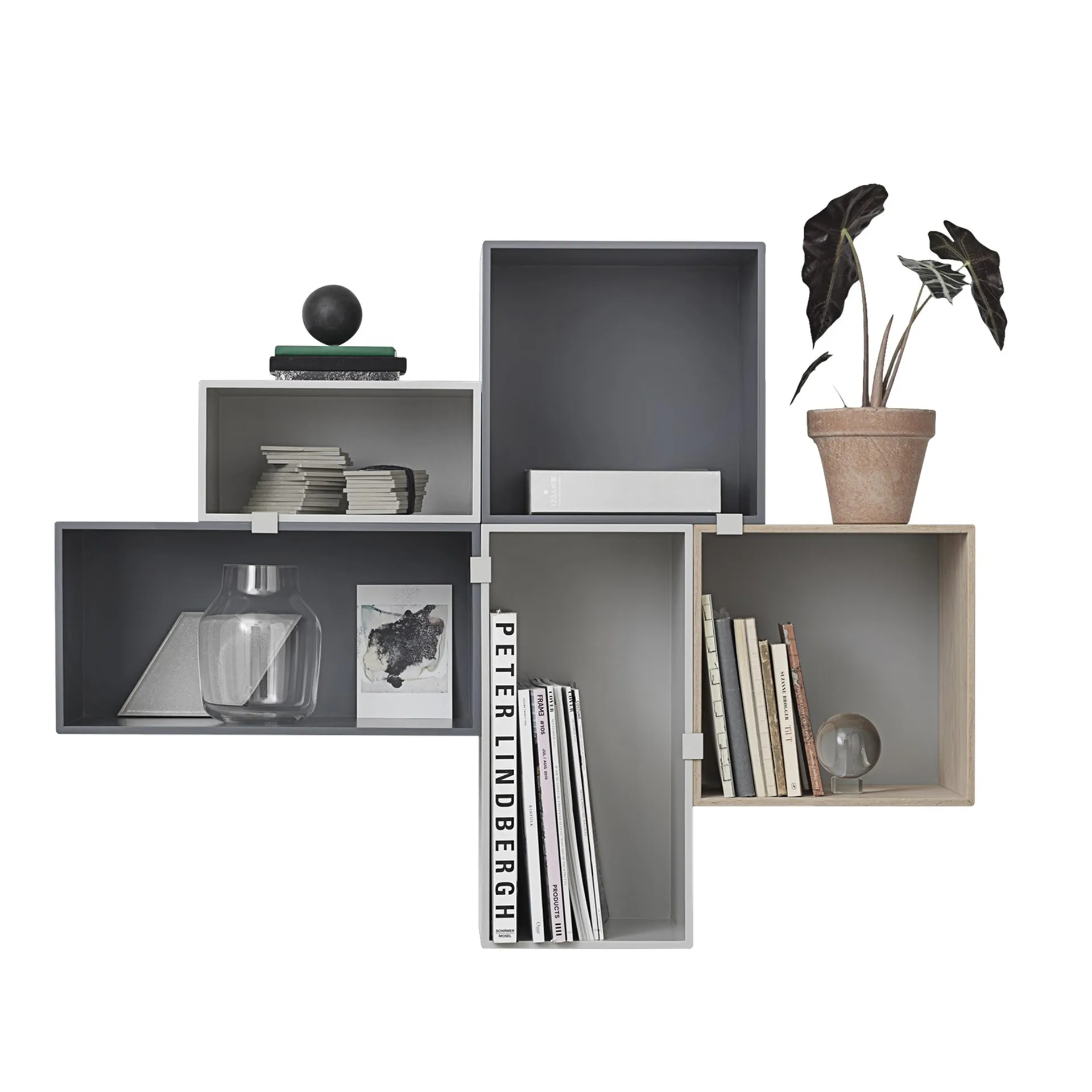 Mini stacked 2.0 Regalsystem, large, Grau Muuto