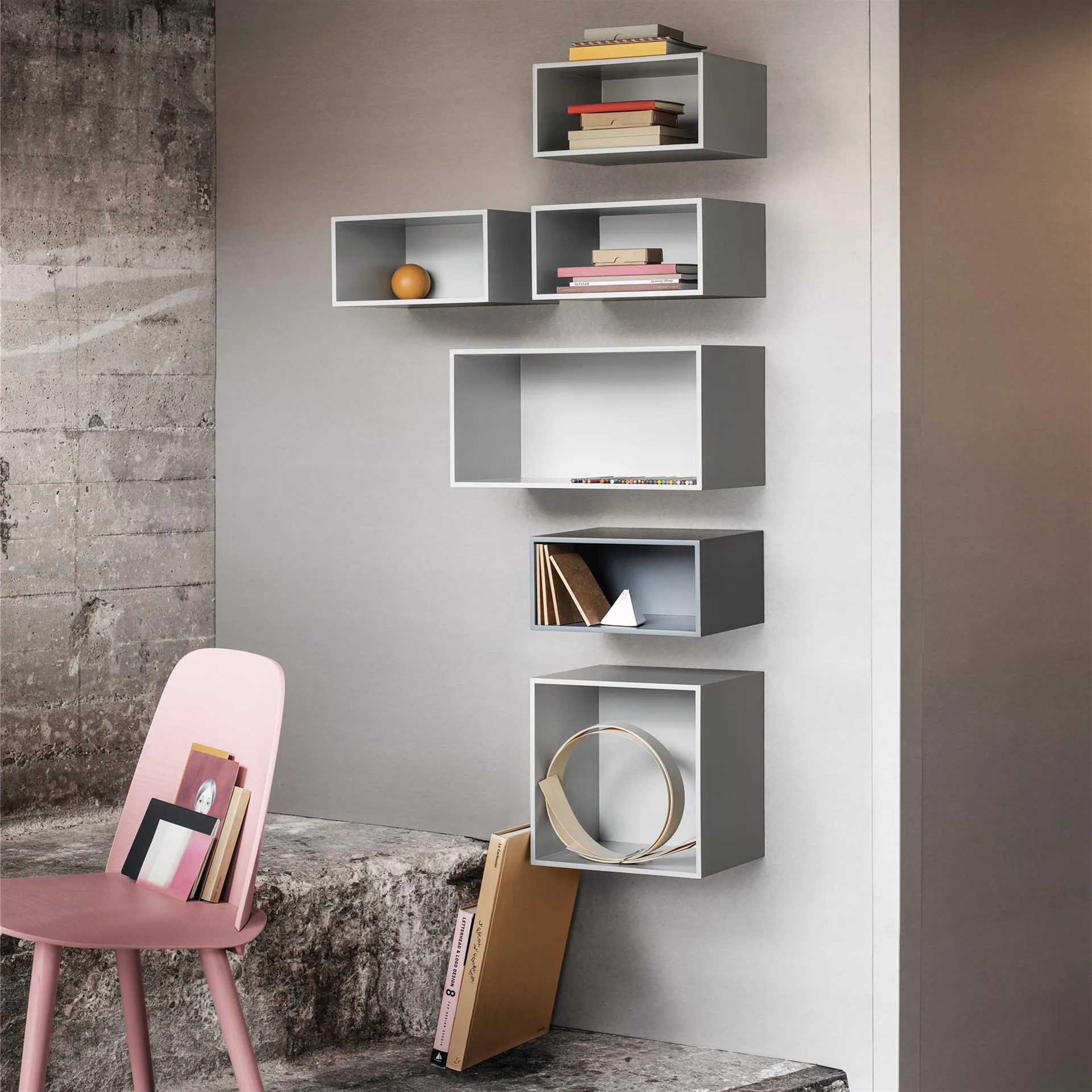 Mini stacked 2.0 Regalsystem, medium, Hellgrau Muuto