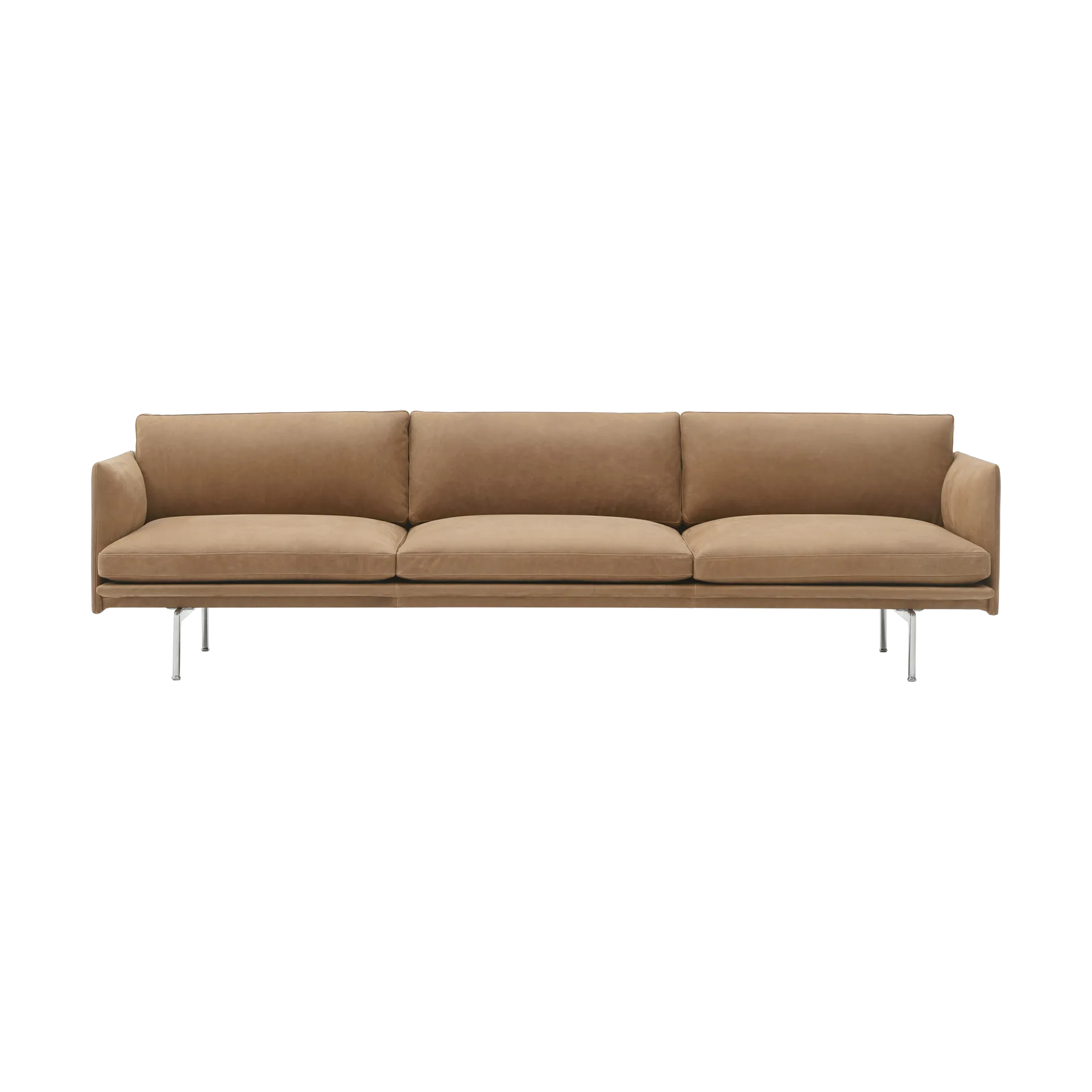 Outline 3,5-Sitzer Sofa, polished alu, Grace leather Camel Muuto