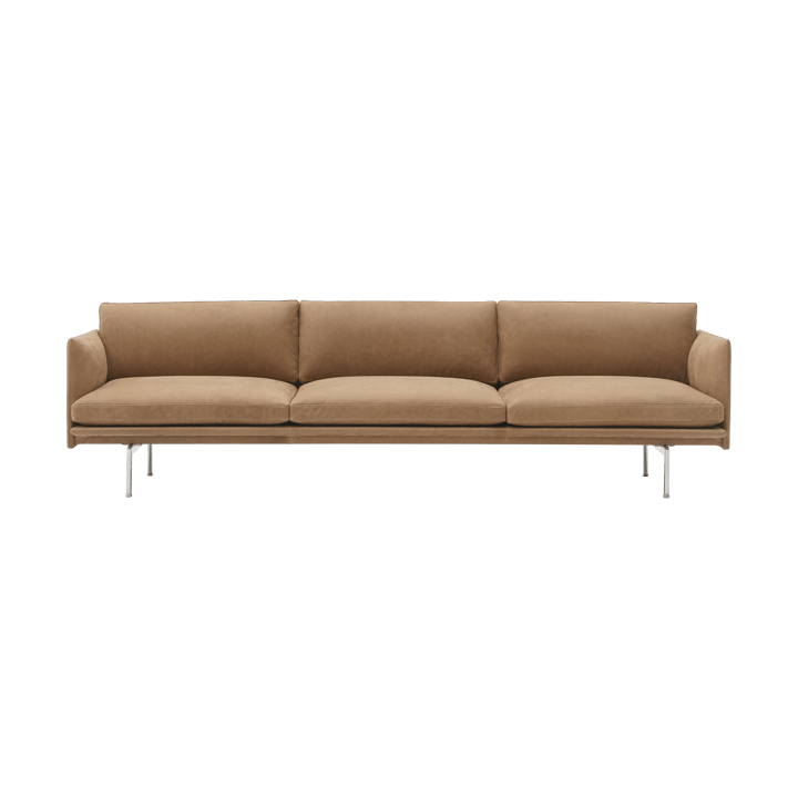 Outline 3,5-Sitzer Sofa, polished alu - Grace leather Camel - Muuto