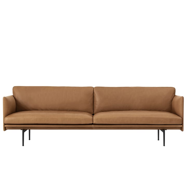 Outline Sofa 3-Sitzer Leder - Cognac-Schwarze Beine - Muuto