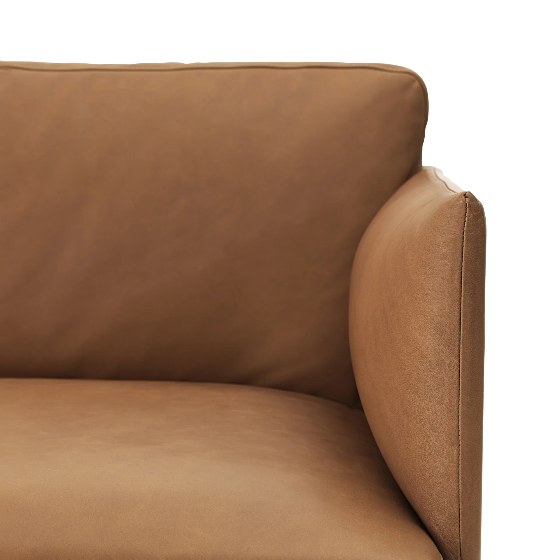 Outline Sofa 3-Sitzer Leder, Cognac-Schwarze Beine Muuto
