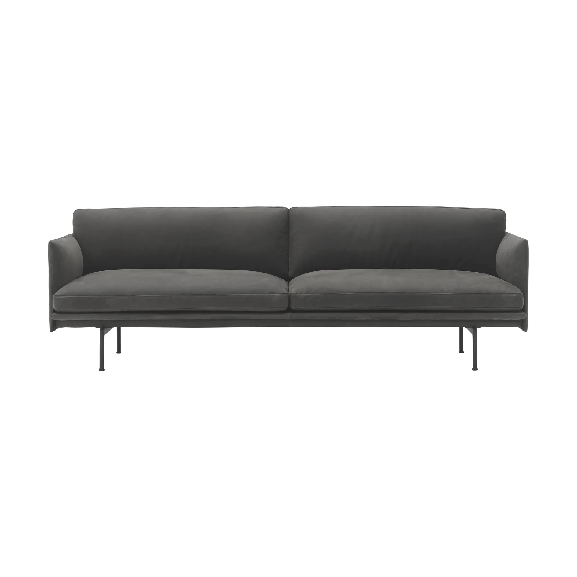 Outline Sofa 3-Sitzer Leder, Grace leather Camel-schwarze Beine Muuto