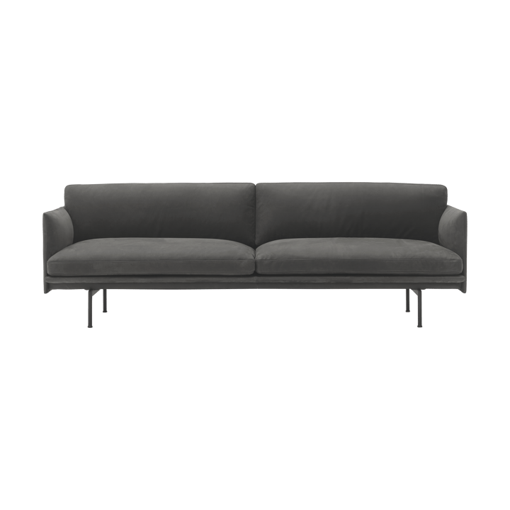 Outline Sofa 3-Sitzer Leder - Grace leather Camel-schwarze Beine - Muuto