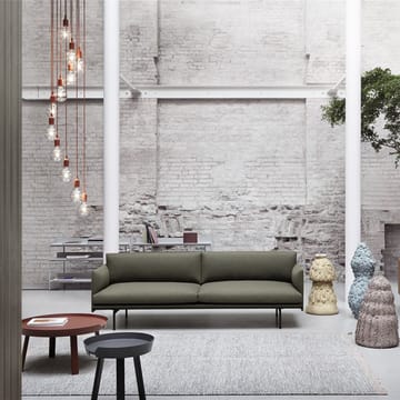 Outline Sofa 3-Sitzer Leder - Refine black-Schwarze Beine - Muuto