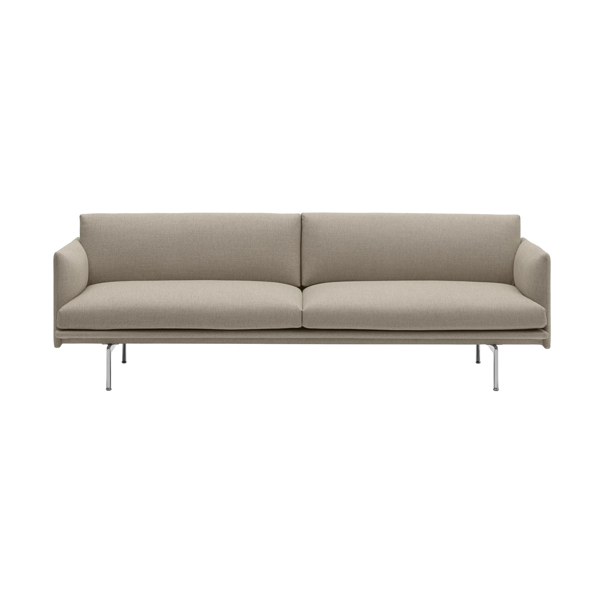Outline Sofa 3-Sitzer Stoff, Ecriture 240-Polished Aluminum Muuto