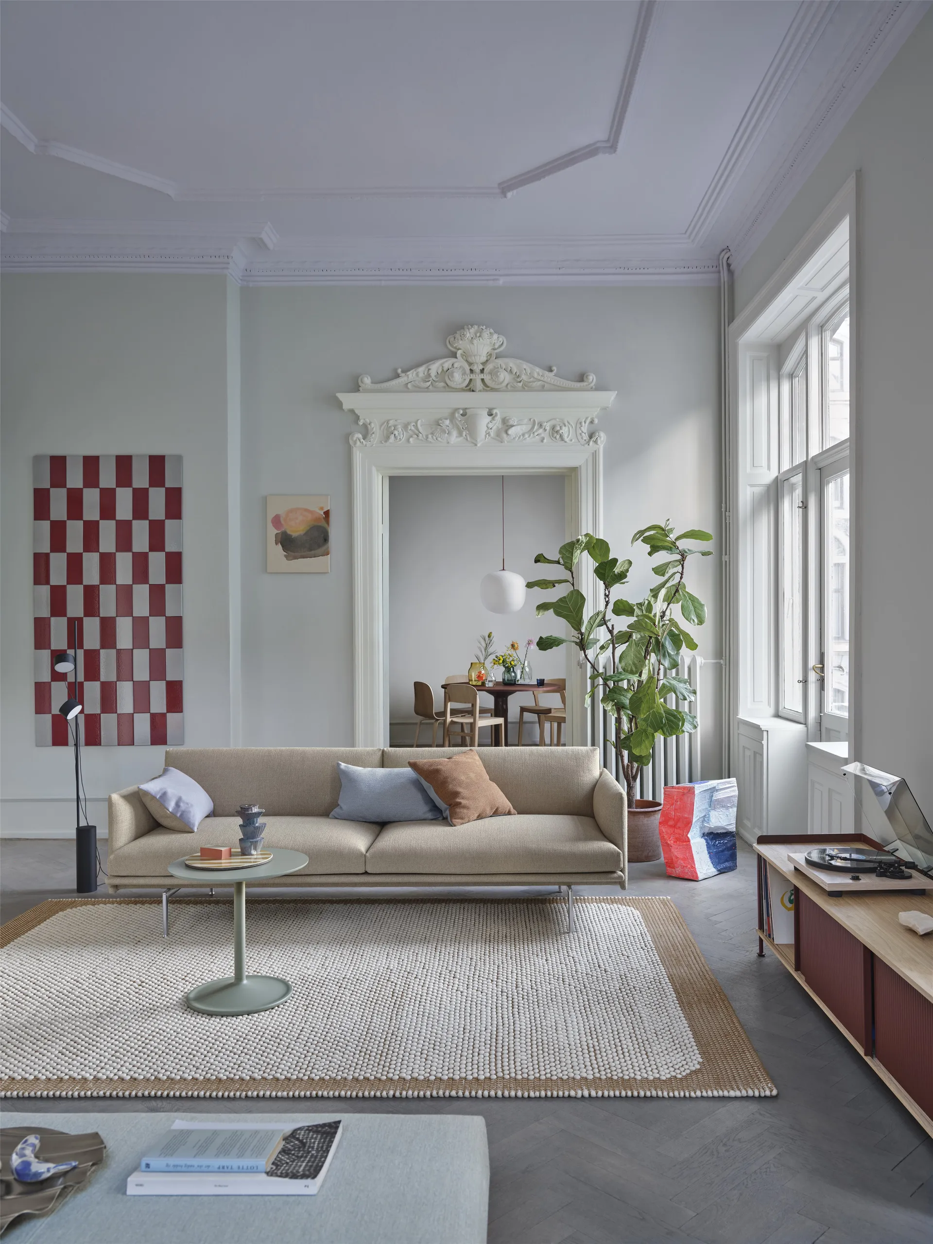 Outline Sofa 3-Sitzer Stoff, Ecriture 240-Polished Aluminum Muuto