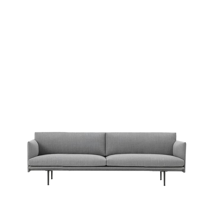 Outline Sofa 3-Sitzer Stoff - Stoff fiord 151 grey, Schwarze Beine - Muuto