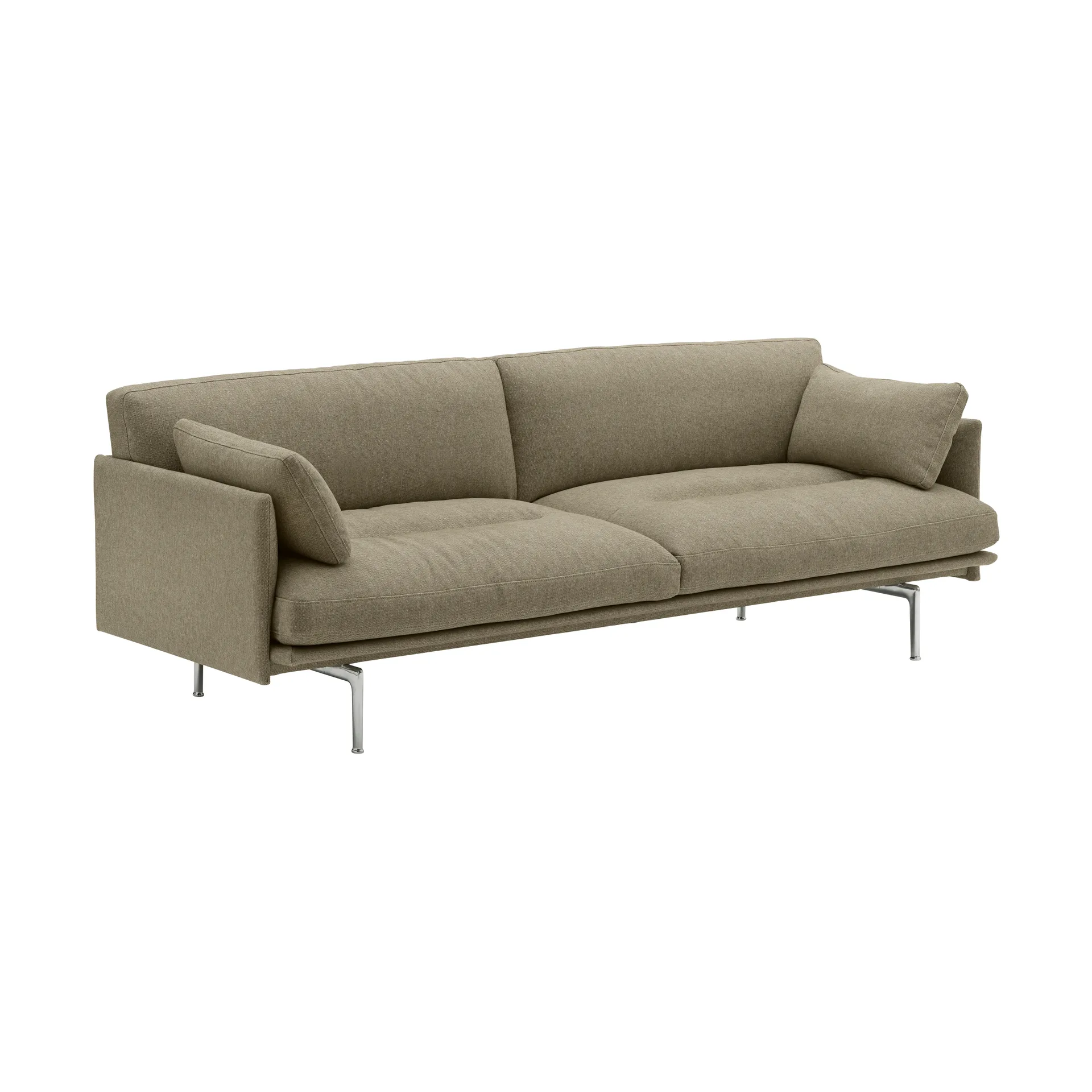 Outline Soft Sofa, Clay 15-Aluminiumbeine, 3-sitzig Muuto