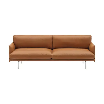 Outline Soft Sofa - Refine Leather Cognac-Aluminiumbeine, 3-sitzig - Muuto