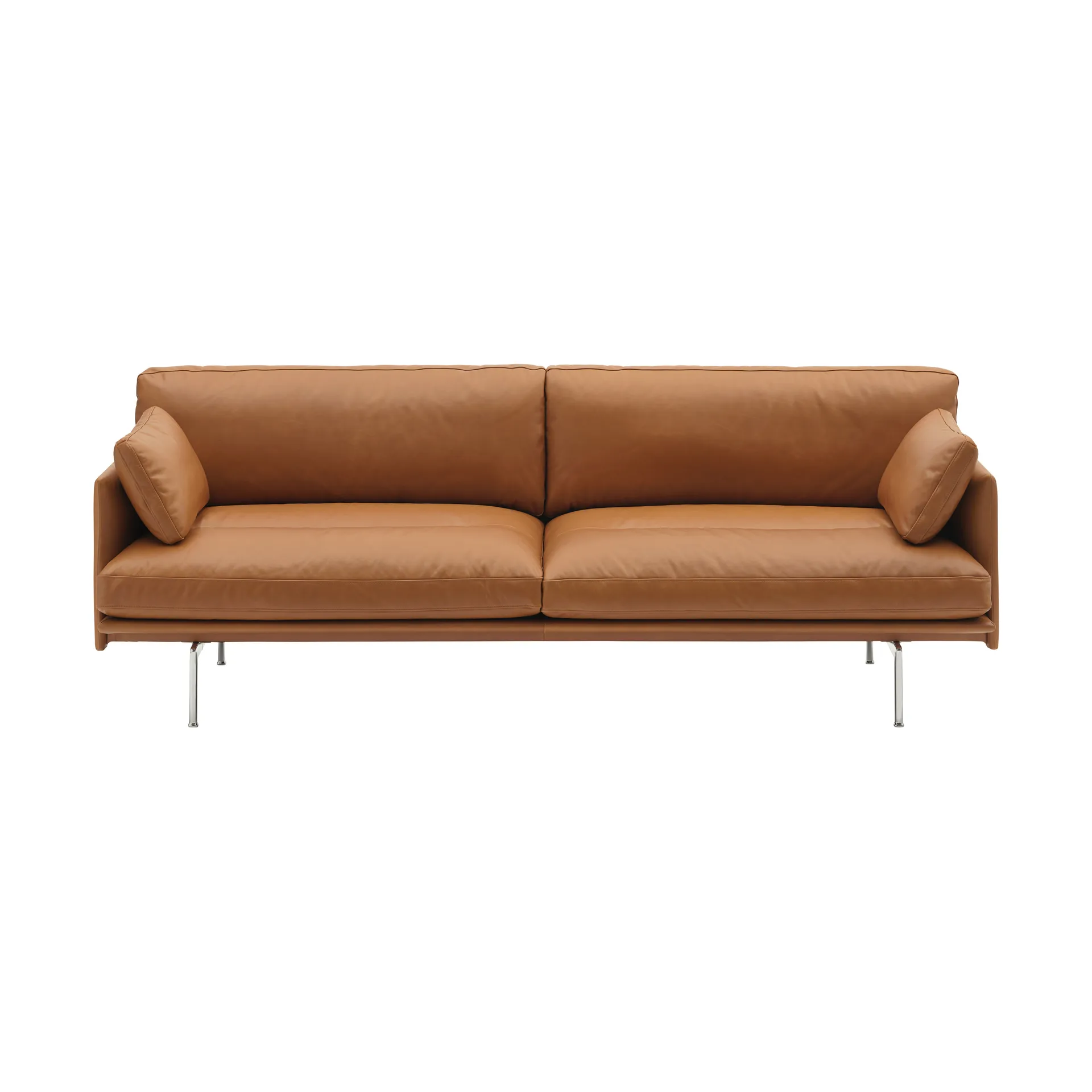 Outline Soft Sofa, Refine Leather Cognac-Aluminiumbeine, 3-sitzig Muuto