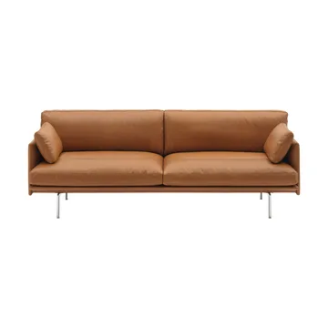 Outline Soft Sofa - Refine Leather Cognac-Aluminiumbeine, 3-sitzig - Muuto
