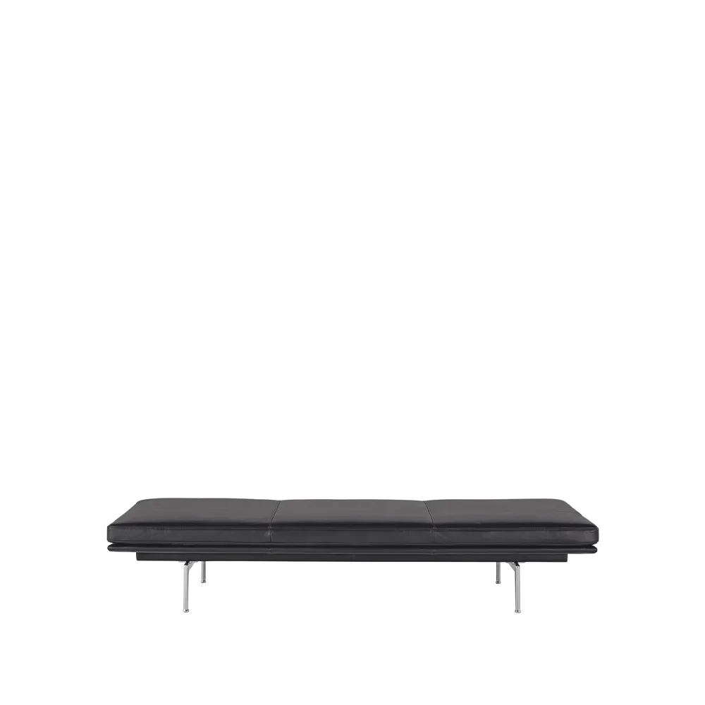 Outline Tagesbett, Refine leather black-Aluminium Muuto