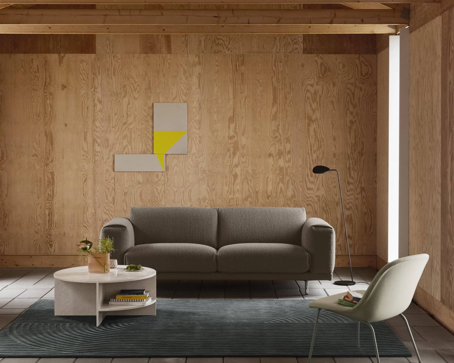 Relevo Rug Quattro Wollteppich, Off white, 200x300 cm Muuto