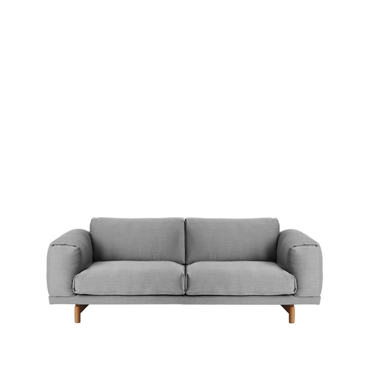 Rest Sofa - 2-Sitzer Stoff steelcut trio ii 133 light grey, Eichenholzbeine - Muuto