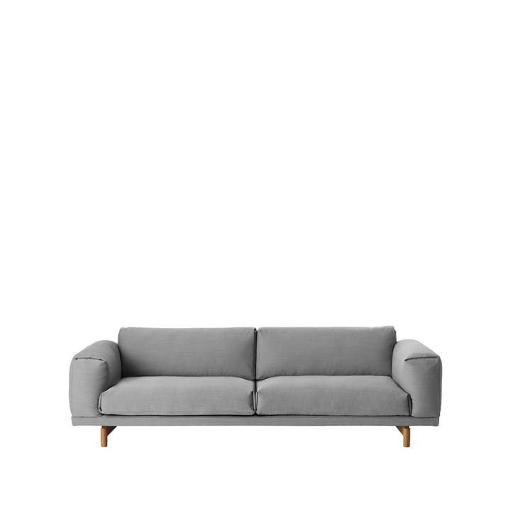 Rest Sofa - 3-Sitzer Stoff steelcut trio ii 13 light grey, Eichenholzbeine - Muuto