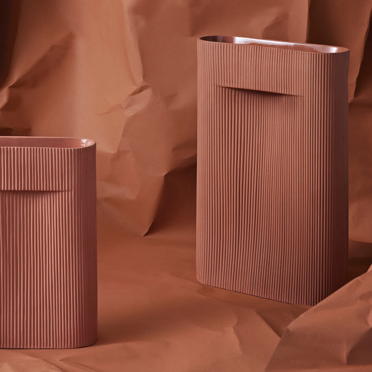 Ridge Vase 35cm, Terracotta Muuto