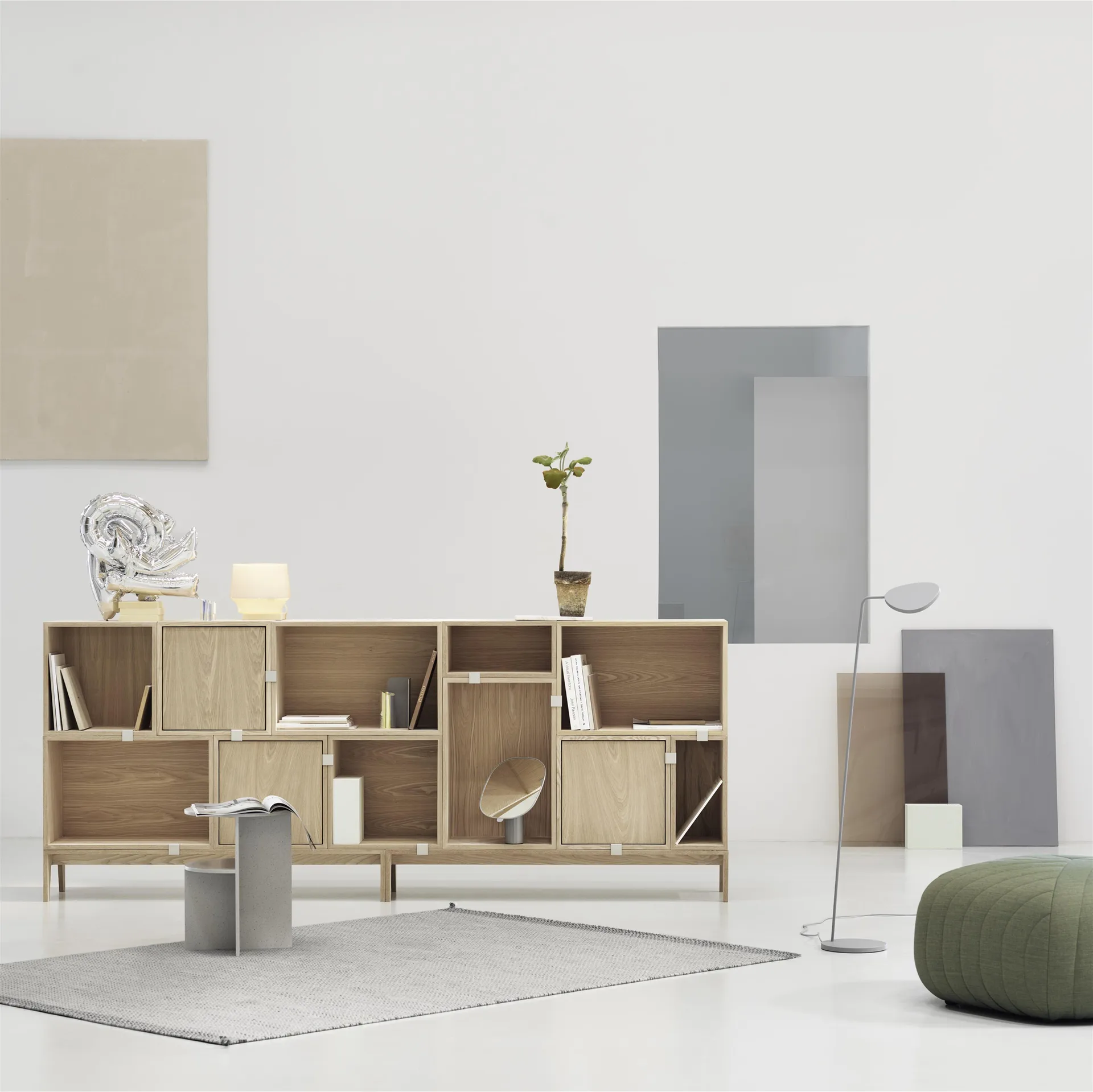 Stacked 2.0 Regalsystem mit Rückenplatte, large, Eiche Muuto