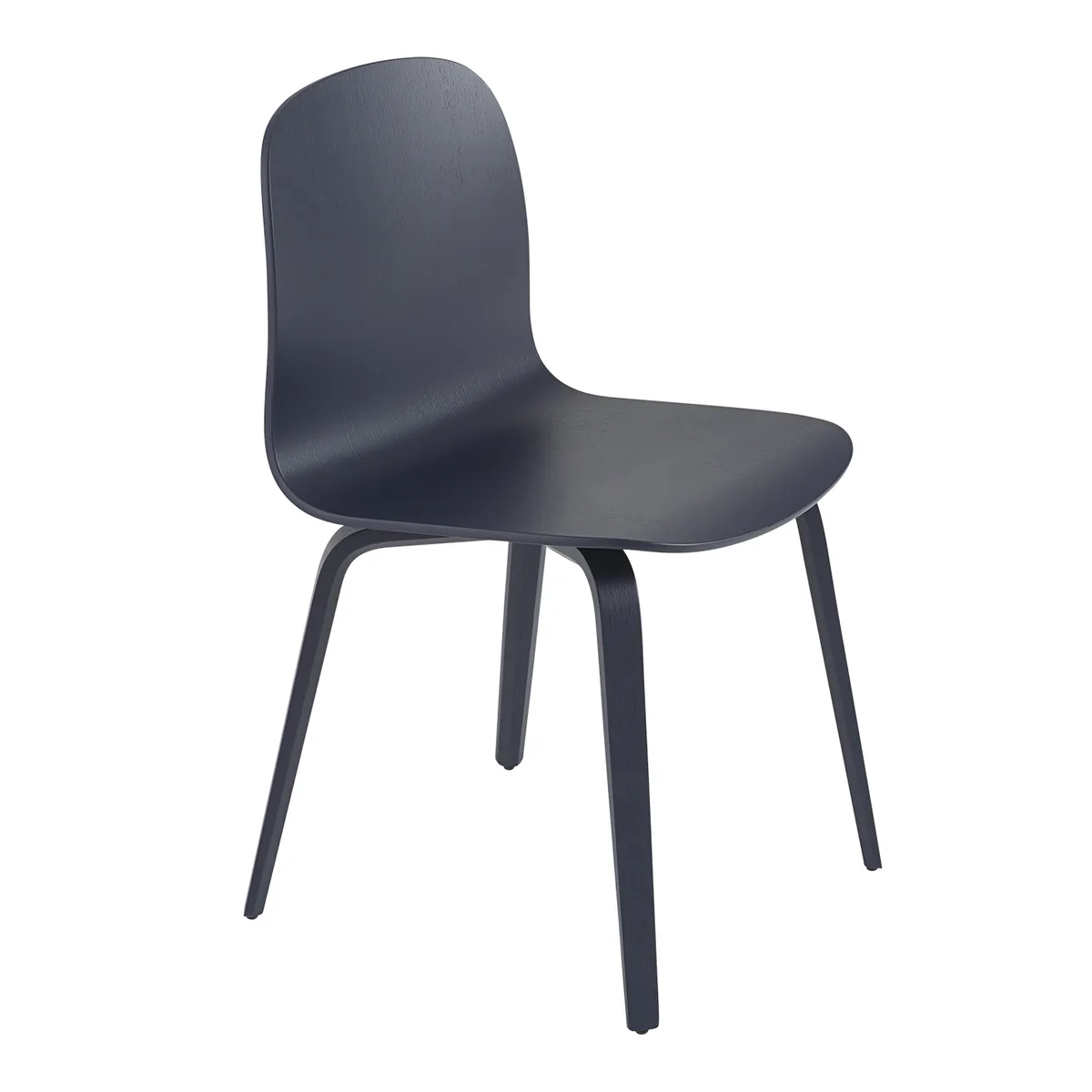 Muuto Visu Stuhl mit Holzgestell Midnight blue
