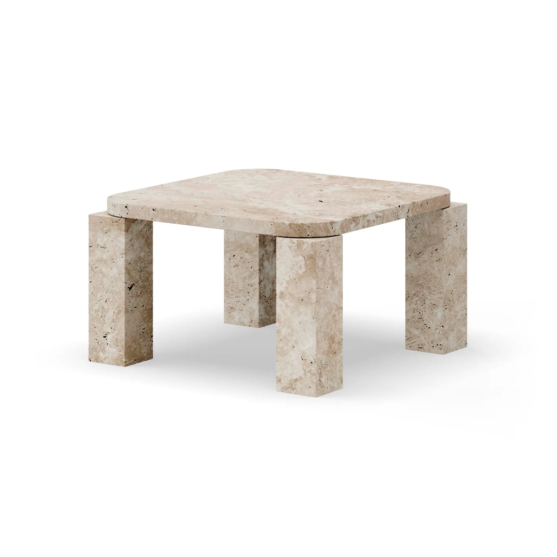 Atlas Beistelltisch 60 x 60cm, Unfilled Travertine New Works