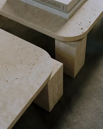 Atlas Couchtisch 60 x 60cm - Unfilled Travertine - New Works