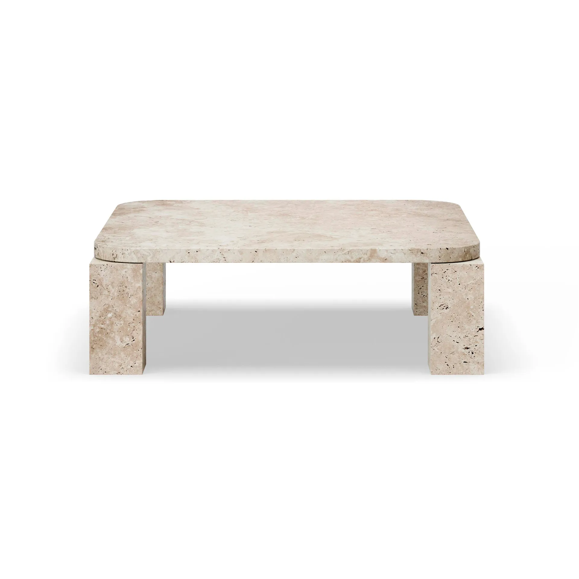 Atlas Couchtisch 82 x 82cm, Unfilled Travertine New Works