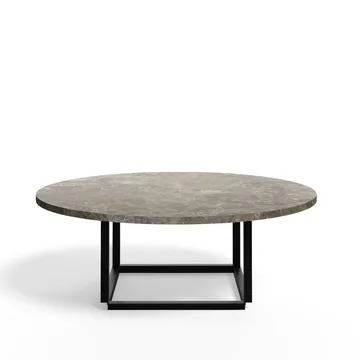 Florence Couchtisch - gris du marais marble, ø90cm, Schwarzes Gestell - New Works