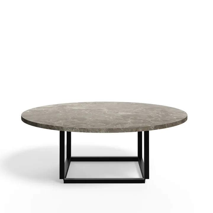 Florence Couchtisch - gris du marais marble, ø90cm, Schwarzes Gestell - New Works