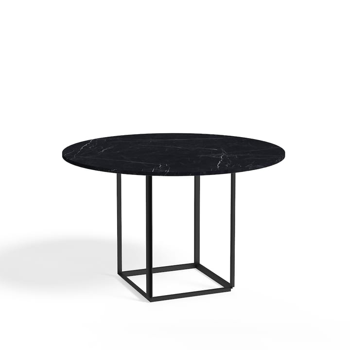 Florence Esstisch rund - black marquina marble, ø120cm, Schwarzes Gestell - New Works