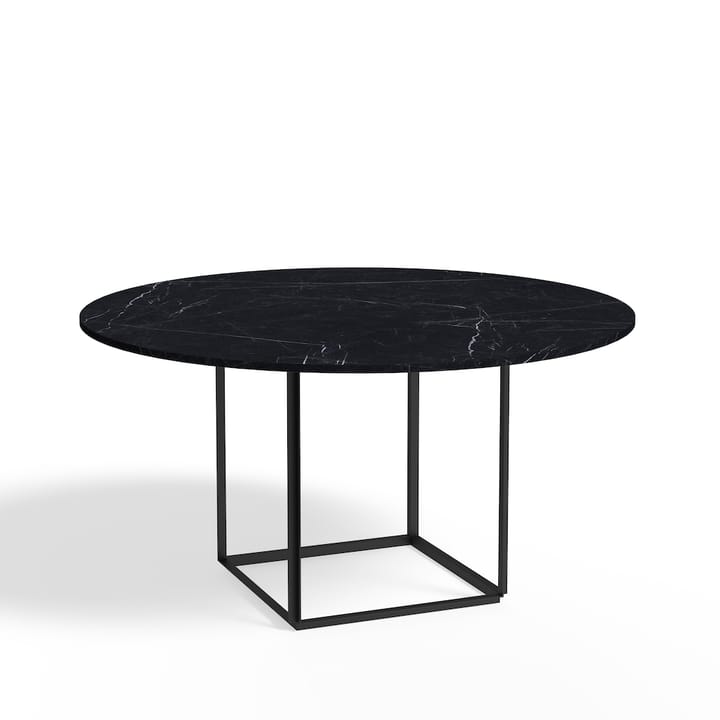 Florence Esstisch rund - black marquina marble, ø145cm, Schwarzes Gestell - New Works