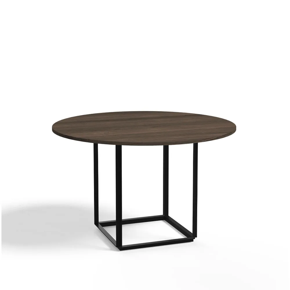 Florence Esstisch rund, walnut, ø120cm, Schwarzes Gestell New Works