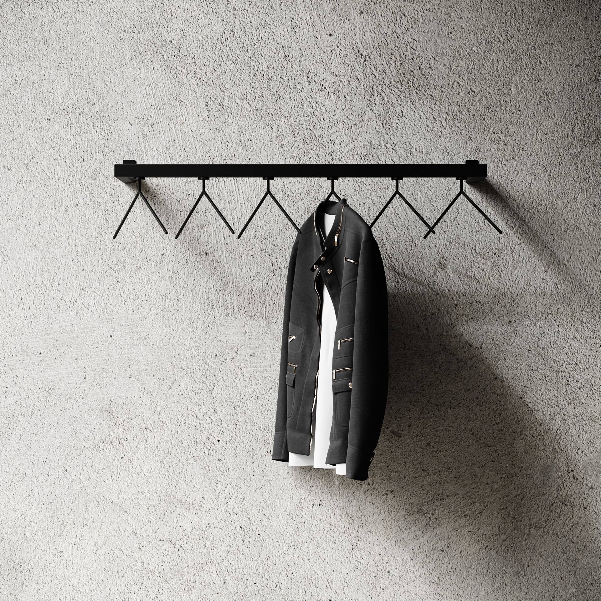 Nichba HangSys Garderobenhaken, Schwarz, 100 cm Nichba