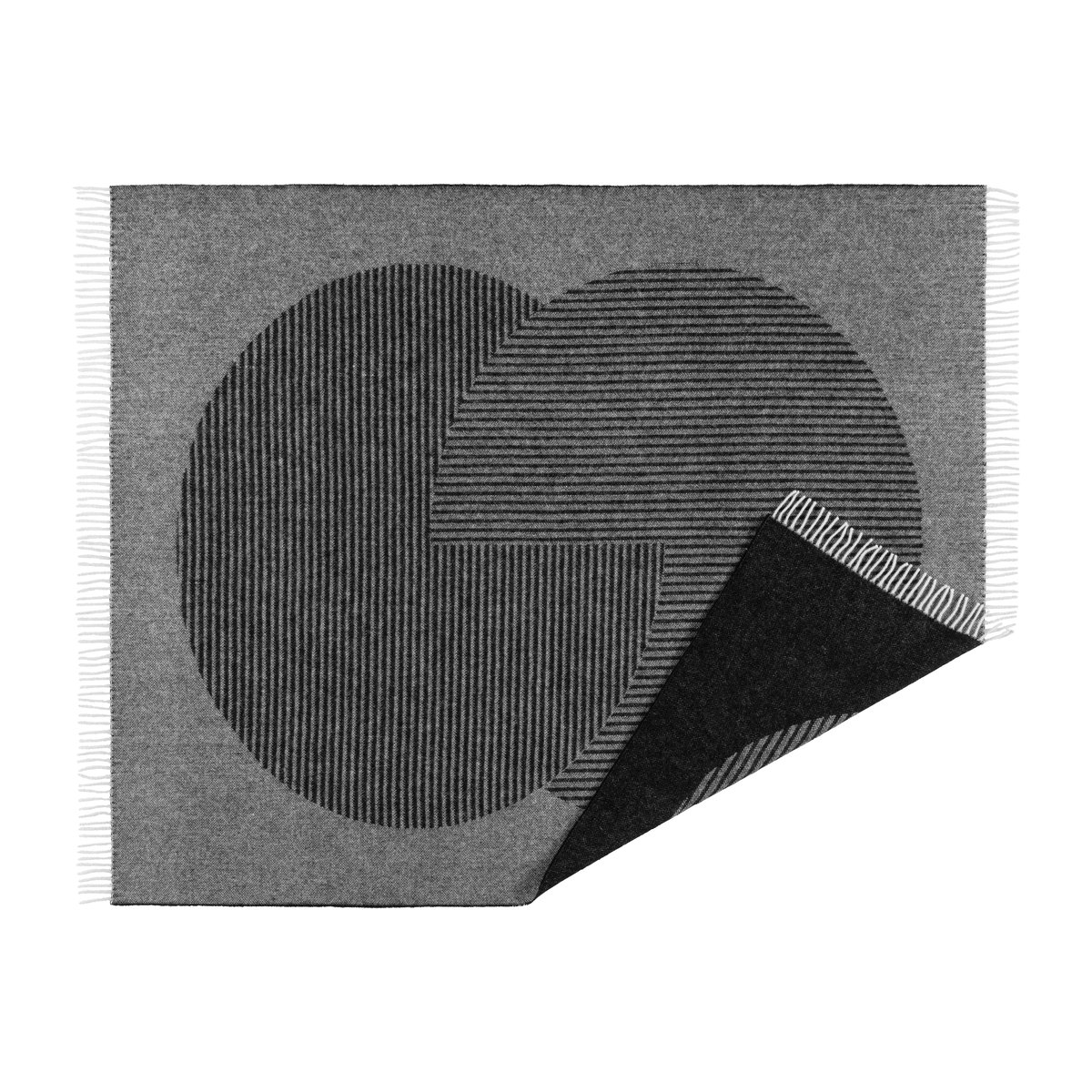 NJRD Circles Wolldecke 130 x 185cm Schwarz | Skandinavisches Design | Wolldecken | Schwarz