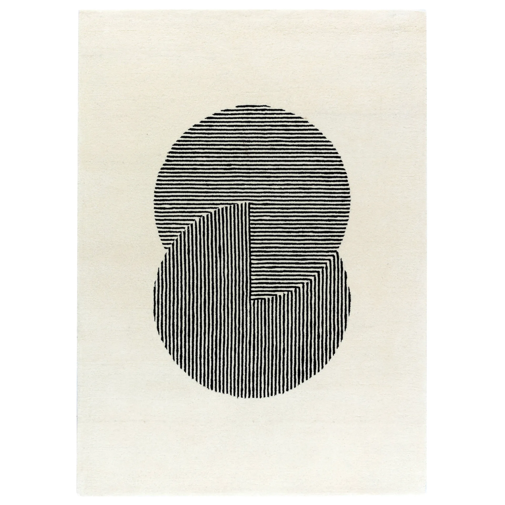 Circles Wollteppich naturweiß, 200 x 300cm NJRD