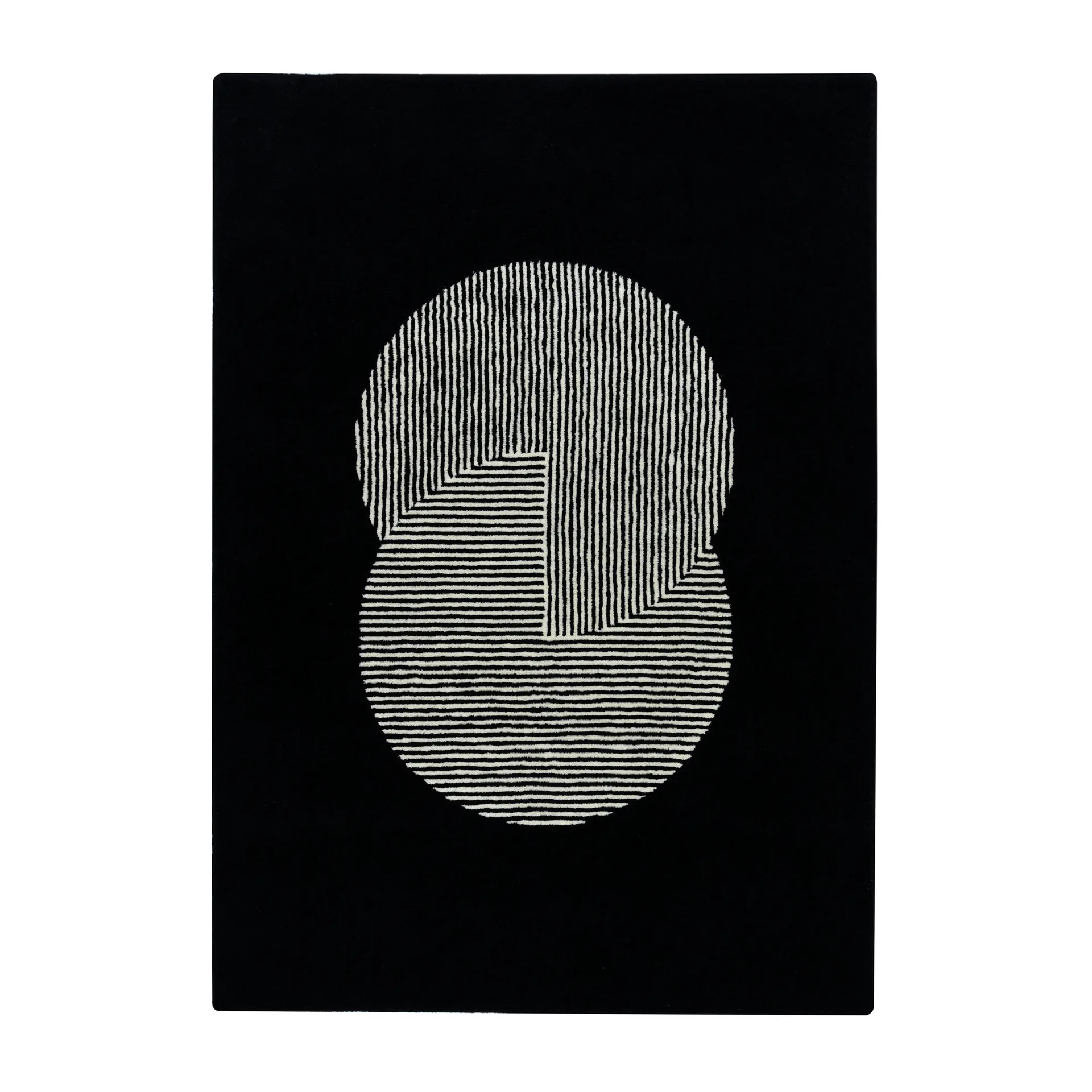 Circles Wollteppich schwarz, 170 x 240cm NJRD