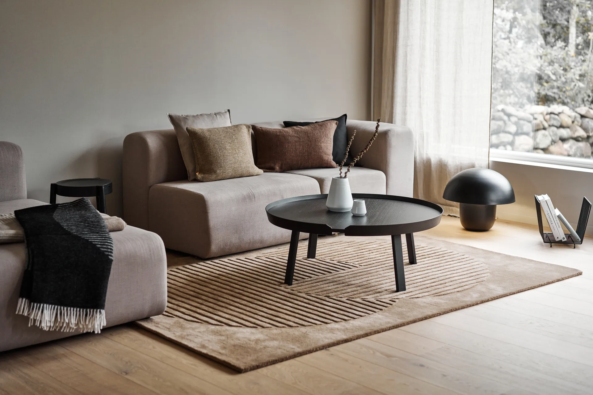 Levels Circles Wollteppich, Beige, 170x240 cm NJRD